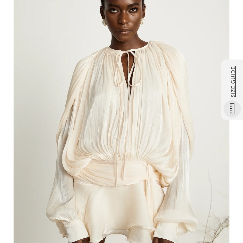 Eugenie Fully Pleated Ruffled Mini Dress in Neutrals